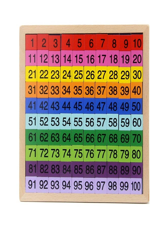 MERRYHEART Wooden Math Learning Board Toy, Montessori 1-100 Consecutive Numbers Wooden Hundred Digital Board, Educational Game for Kids with Storage Bag - Image 1